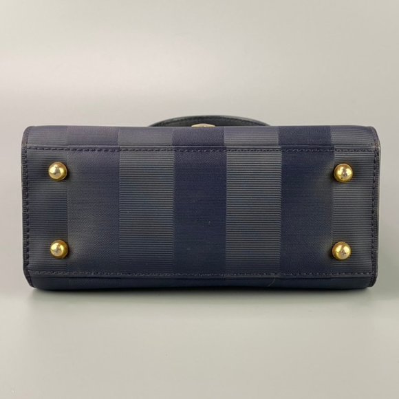 Authentic Vintage FENDI Mini Navy Pequin 2Way Bag - Picture 6 of 8